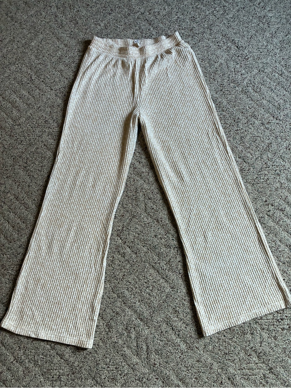 Roxy Cream Ribbed Wide-Leg Beach Pants